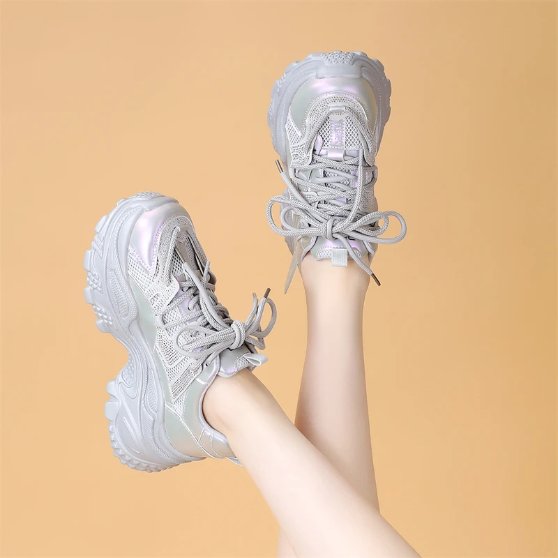 老爹鞋女2025新款春季鞋子女百搭网面透气跑步鞋休闲运动鞋显脚小