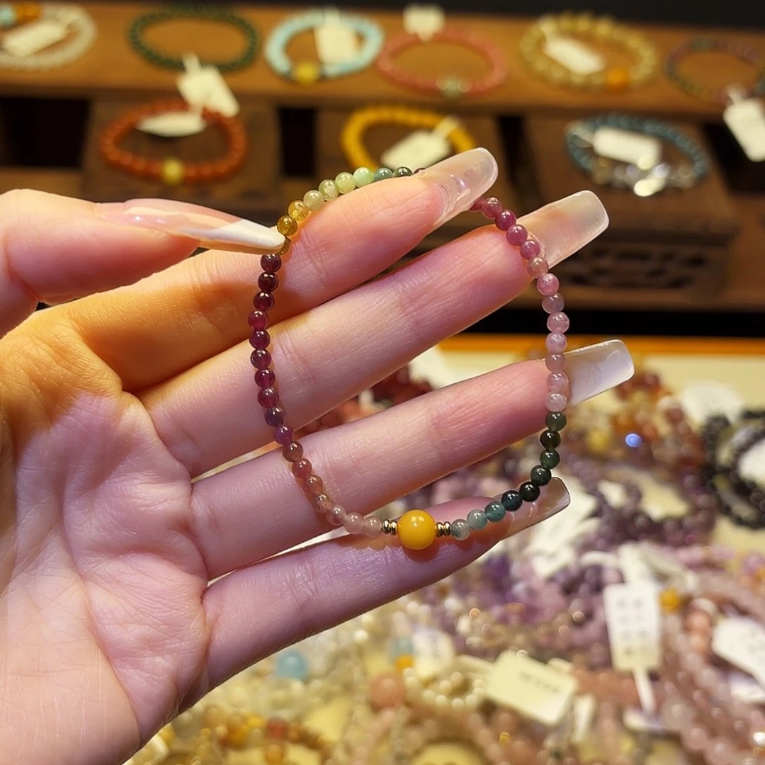 水晶手链银S925镶嵌碧玺1341