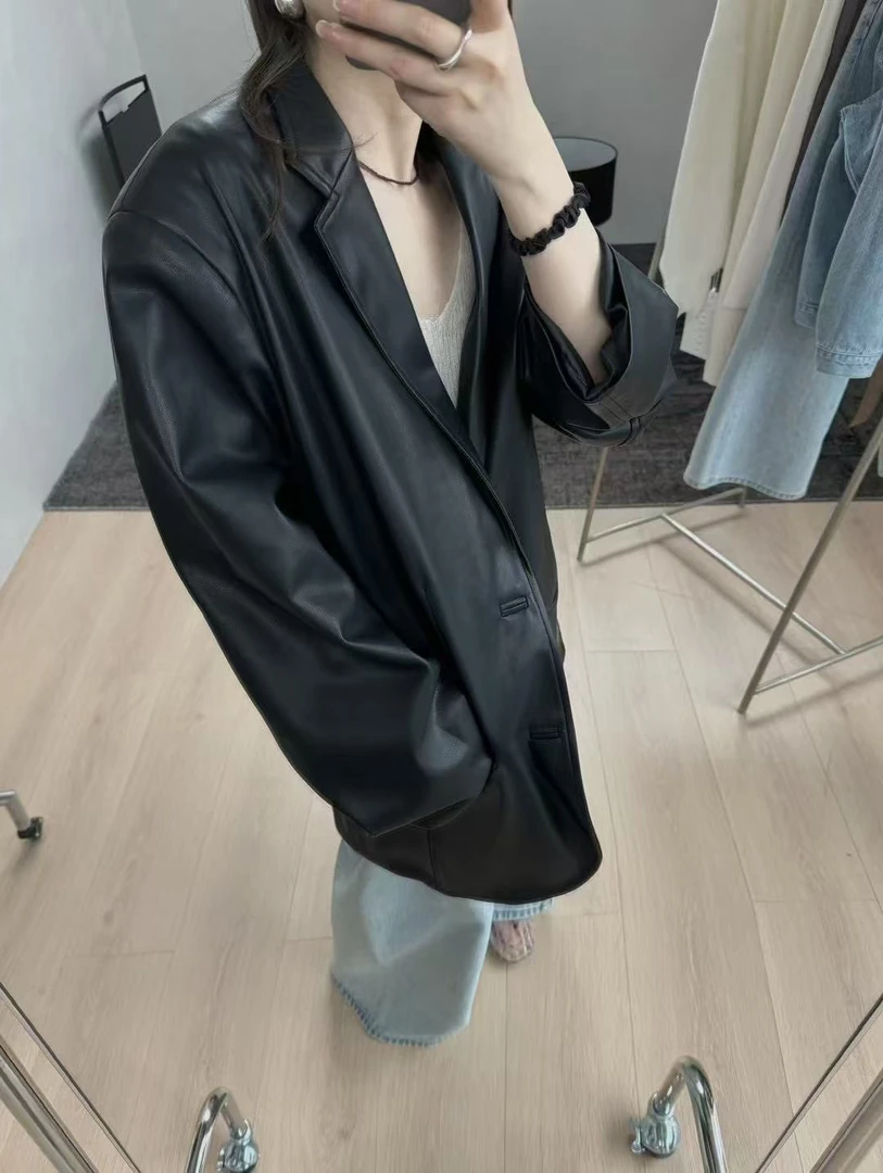 泡菜高级质感皮西装