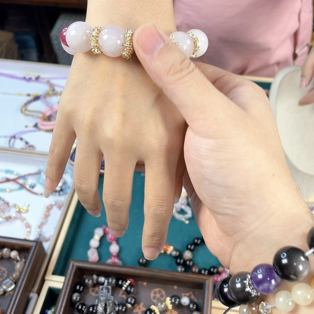 水晶手链银S925镀金镶嵌