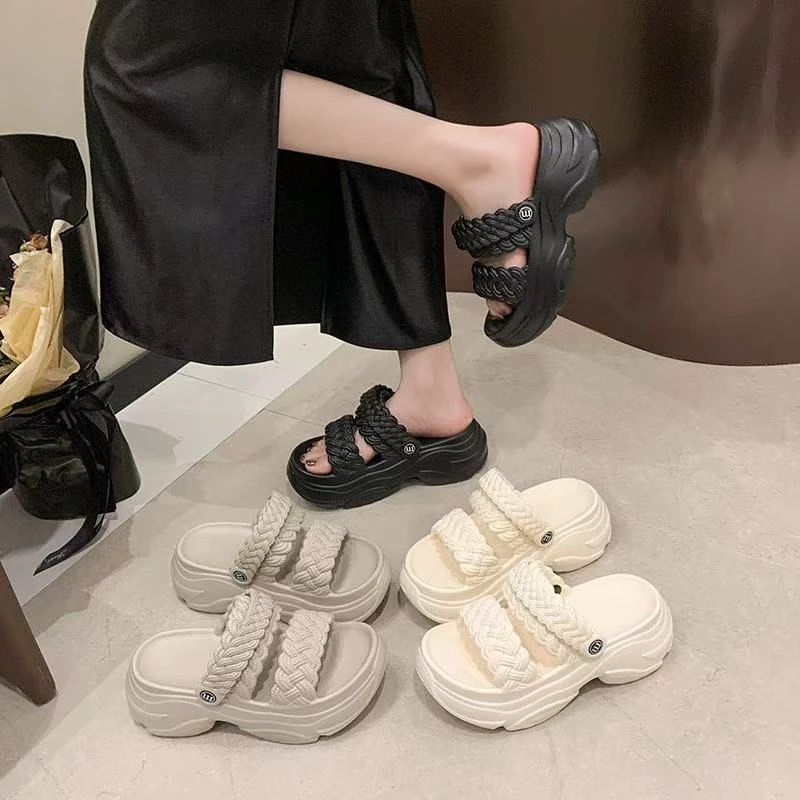 【品牌优选】松糕厚底拖鞋女2025新款外穿松糕增高两穿凉鞋沙滩鞋女