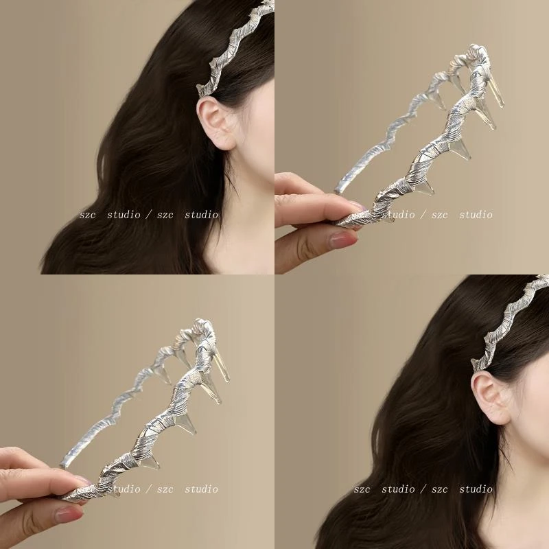 泰兰德落日~韩国ins新款黄色纯色绕布锯齿发箍 时尚简约2025款