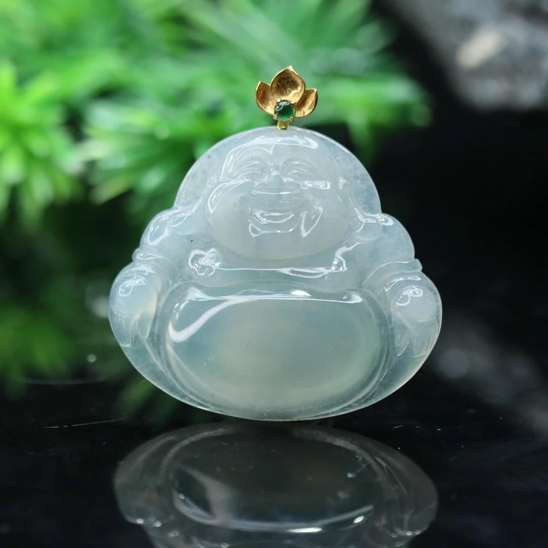 FC2天然缅甸翡翠A货18k冰佛公/500685/保利厦门拍卖