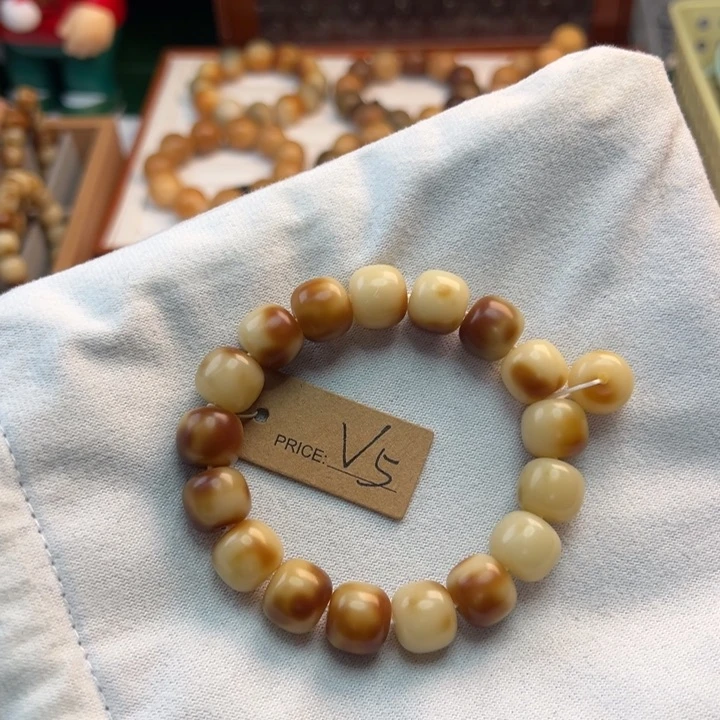 菩提根/象牙果手串卡13桶珠虎皮微瑕5