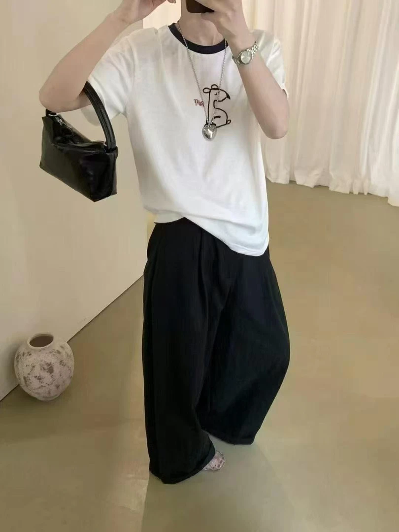 刺绣工艺撞色小狗狗T恤