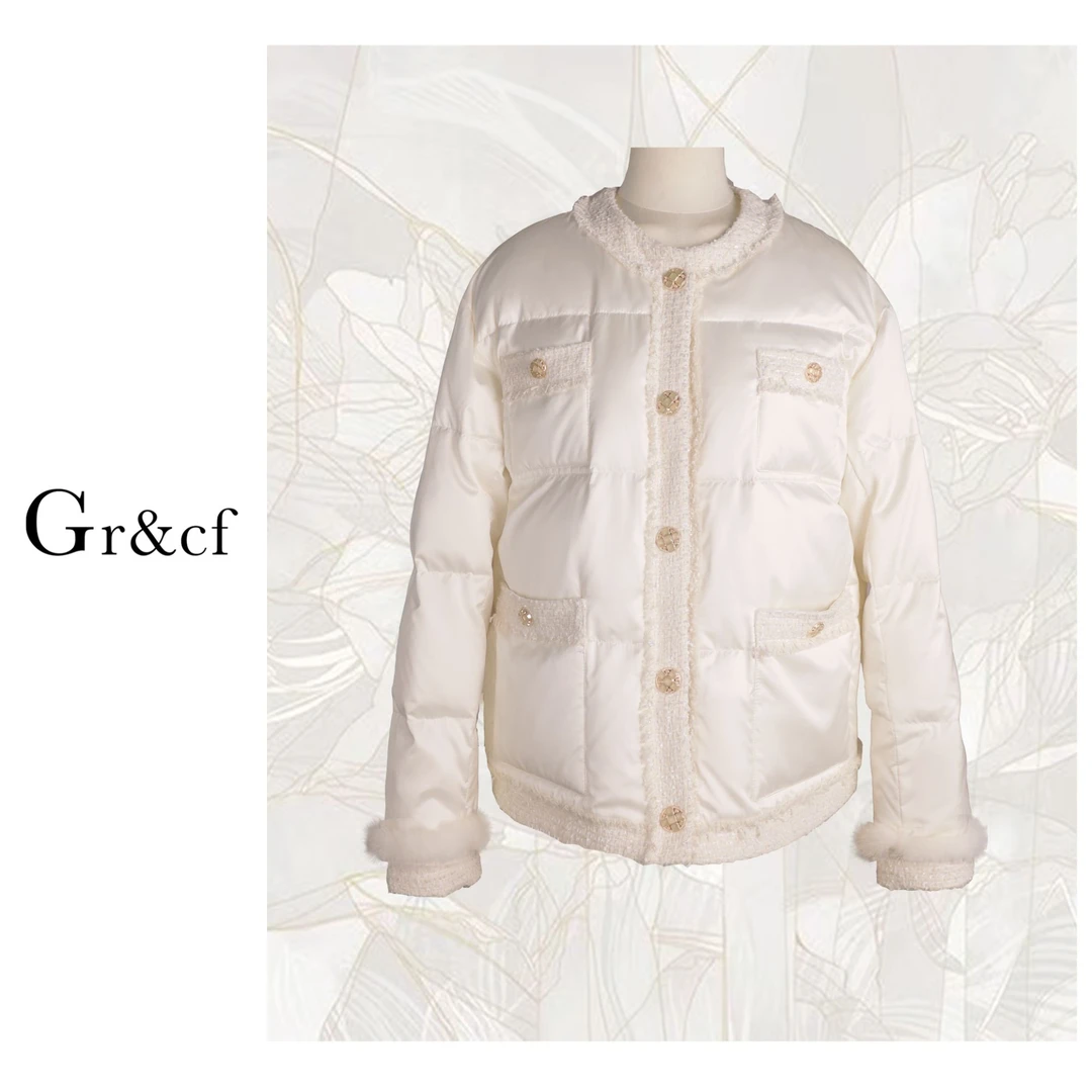 GR&CF/歌瑞丝芬680-1 新款小香风设计师高奢品牌水貂毛鹅绒服外套