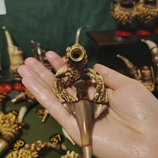 工***哥贵州特色竹根烟斗工艺品手把件