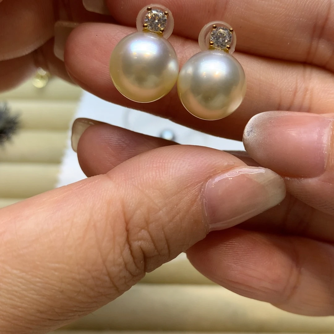 银S925镶嵌耳饰海水珍珠