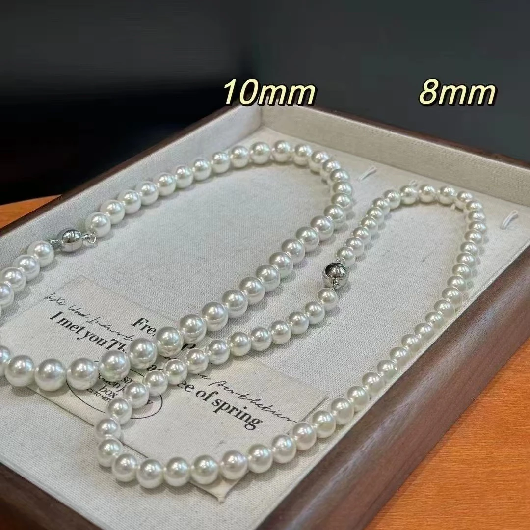 合金仿珍珠项链 韩国进口高级感施家珍珠磁吸扣锁骨链颈链毛衣链