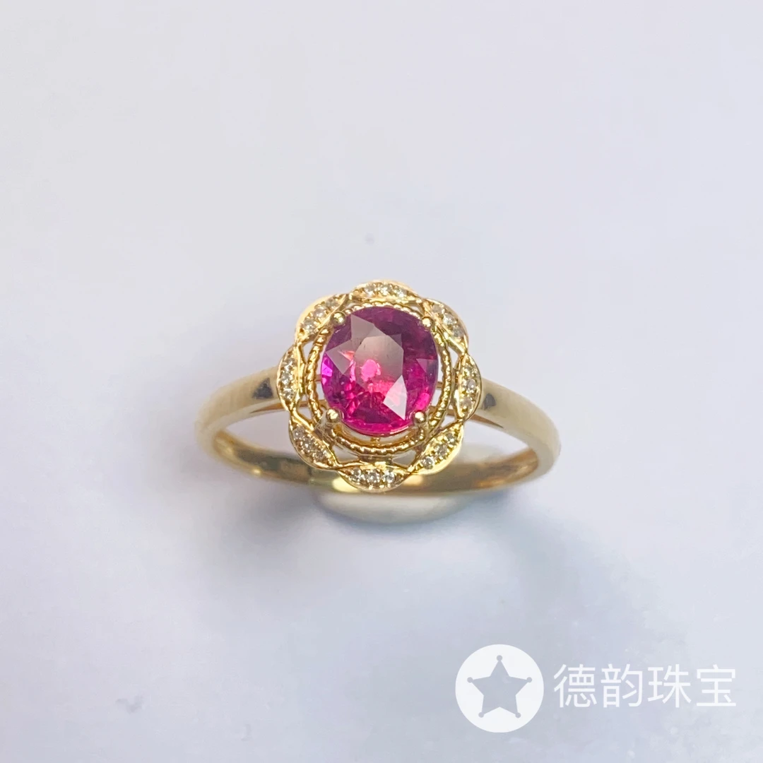 18K金镶嵌碧玺戒指