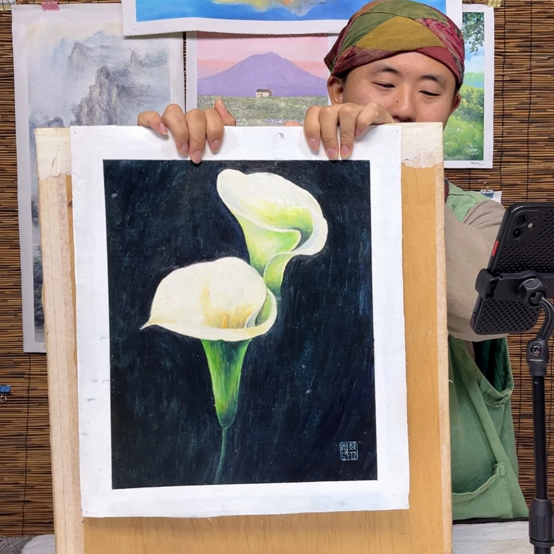 油画行路人小院绘画作品竞拍