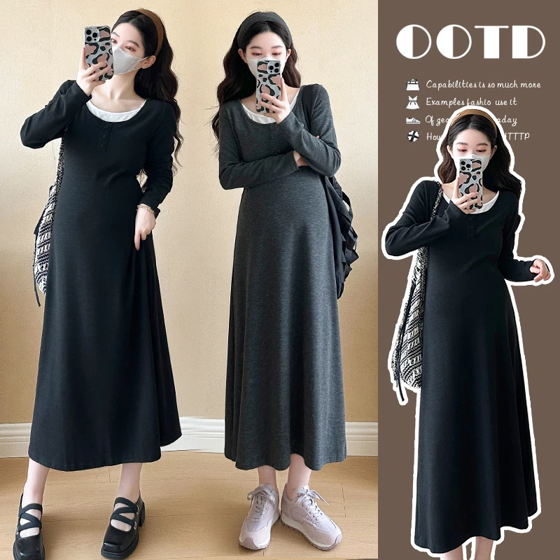 【橙子】孕妇装春秋款连衣裙2025新款时尚气质百搭减龄显瘦中长款