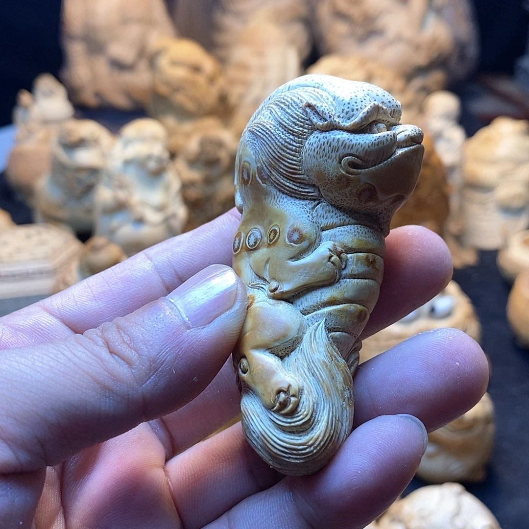 木想***?竹根雕貔貅手把件