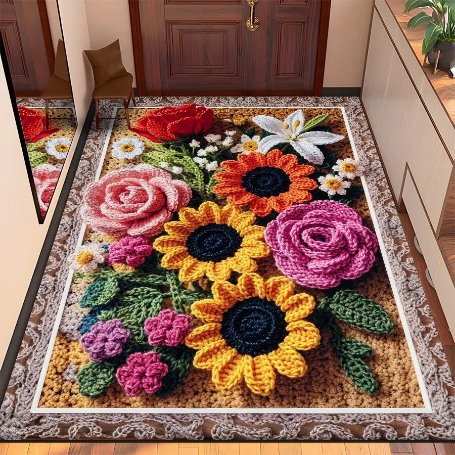 繁花似锦地毯玄关入户门吸水防滑地垫客厅浴室通用家用耐脏脚垫