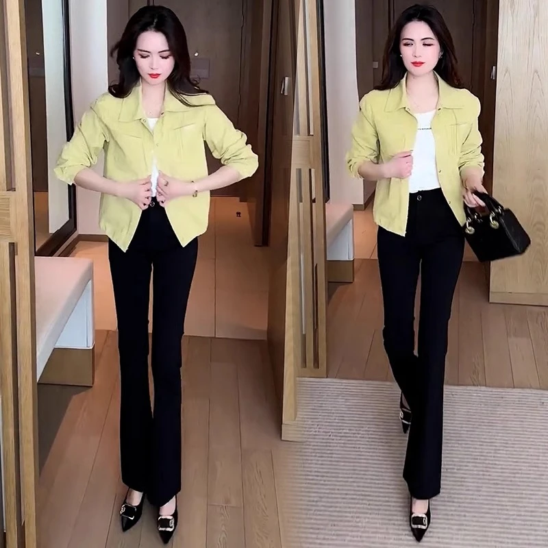 时尚牛仔短外套女2025春秋新款洋气显瘦宽松休闲百搭翻领夹克衬衫