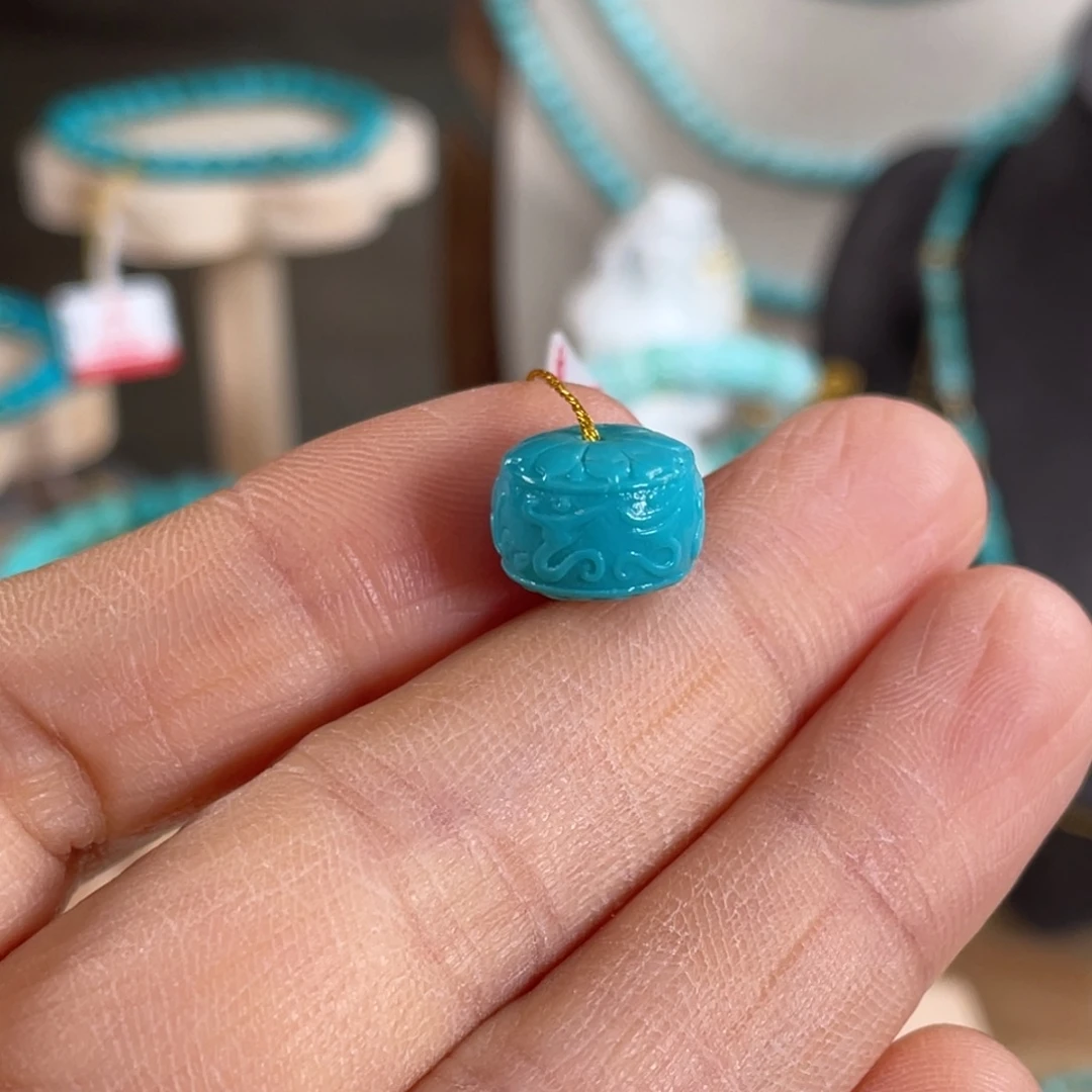 绿松石未镶嵌套链六字箴言11.5mm