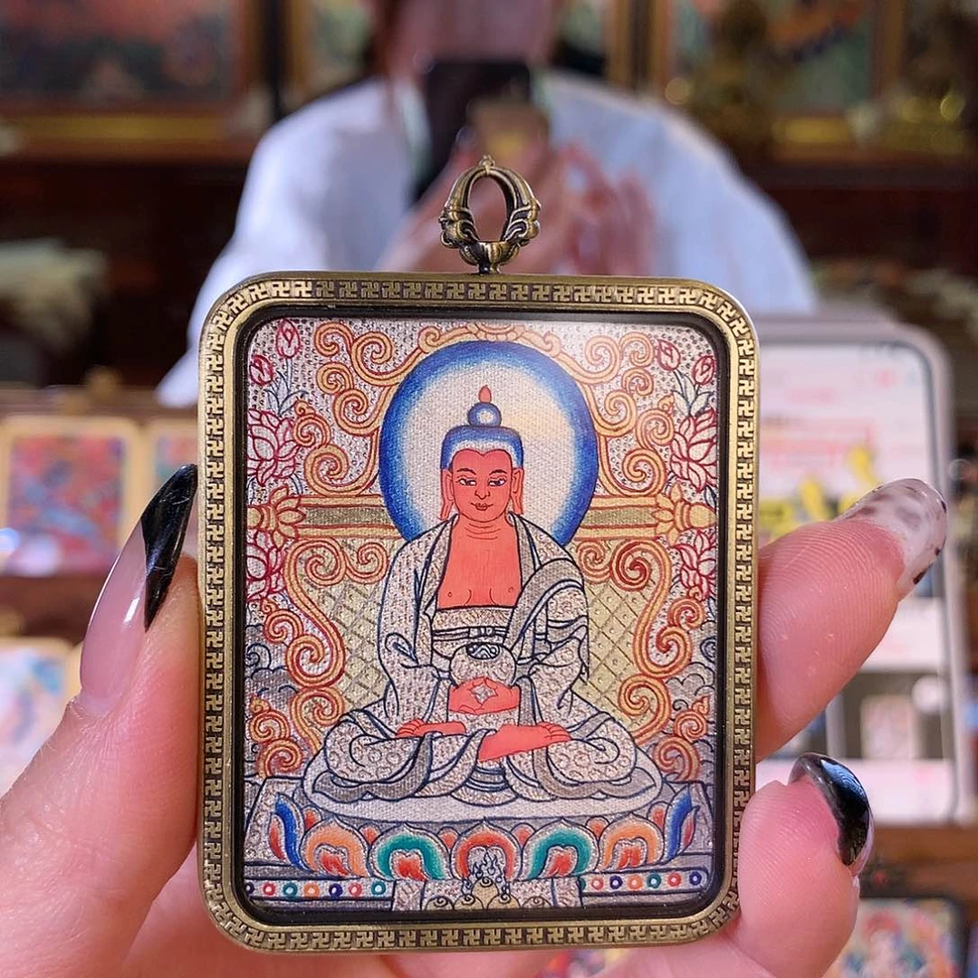 吊坠荣**好热贡纯手绘唐卡阿弥陀佛