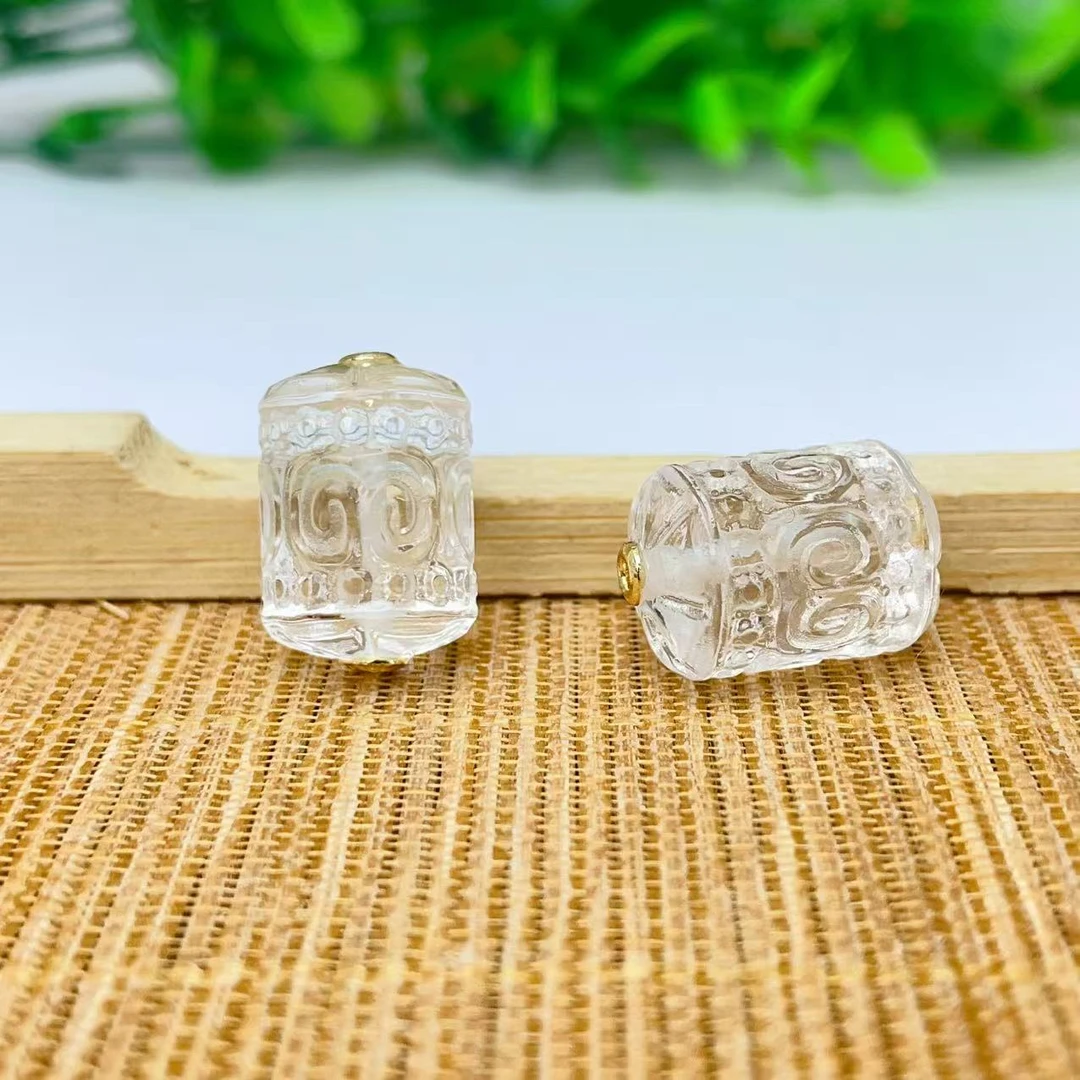 【萌宝饰品】A176-3 天然白水晶回纹桶珠净体款时尚百搭DIY 11*18mm