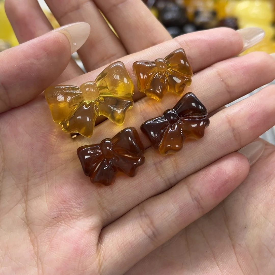 琥珀未镶嵌裸石天然琥珀双面蝴蝶结秒杀16.8