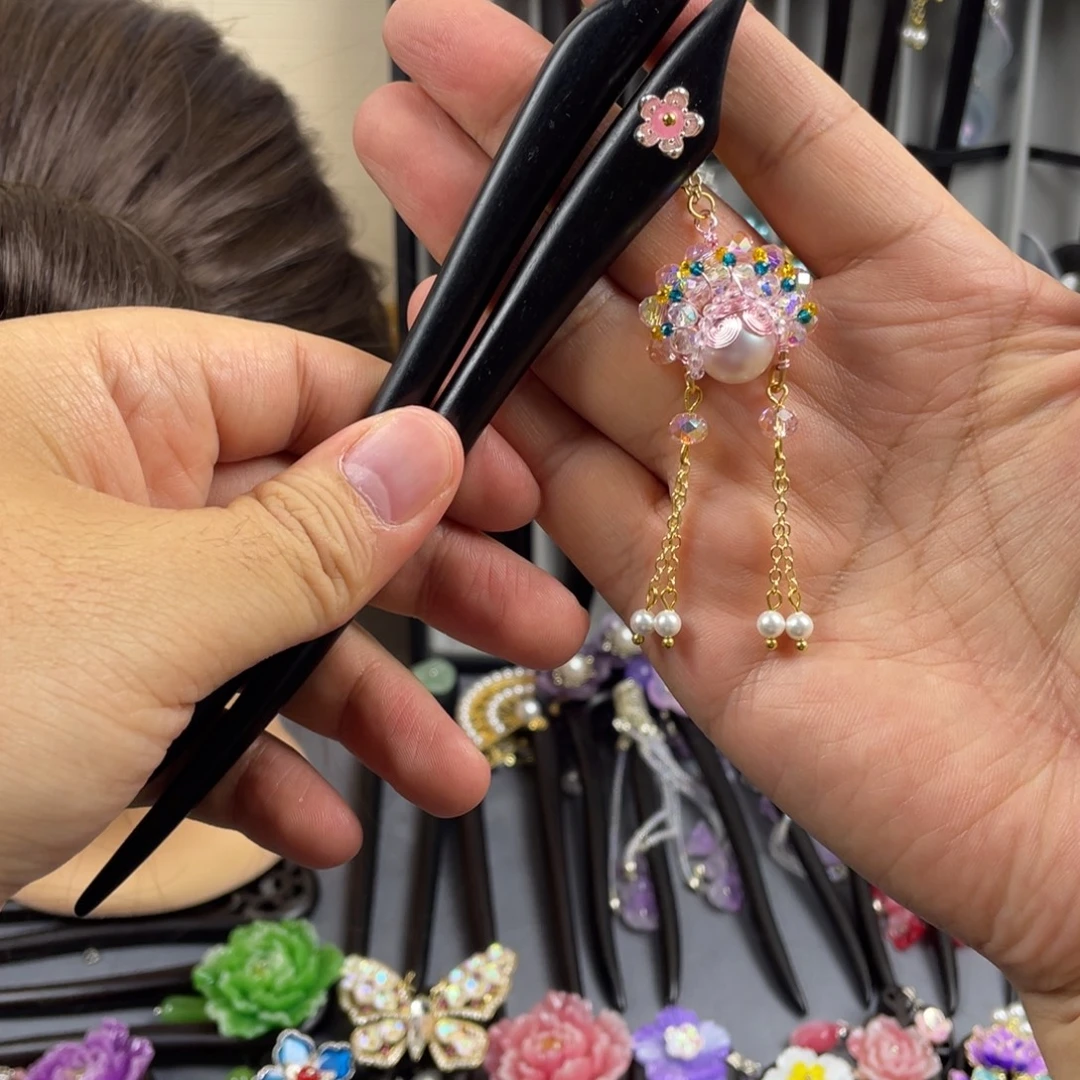 非金属木质15厘米刀马旦黑檀木换杆