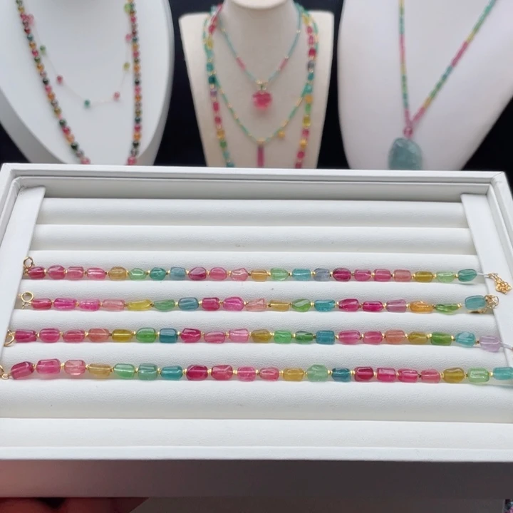 银S925镶嵌手链碧玺碧玺手链多样性发一件