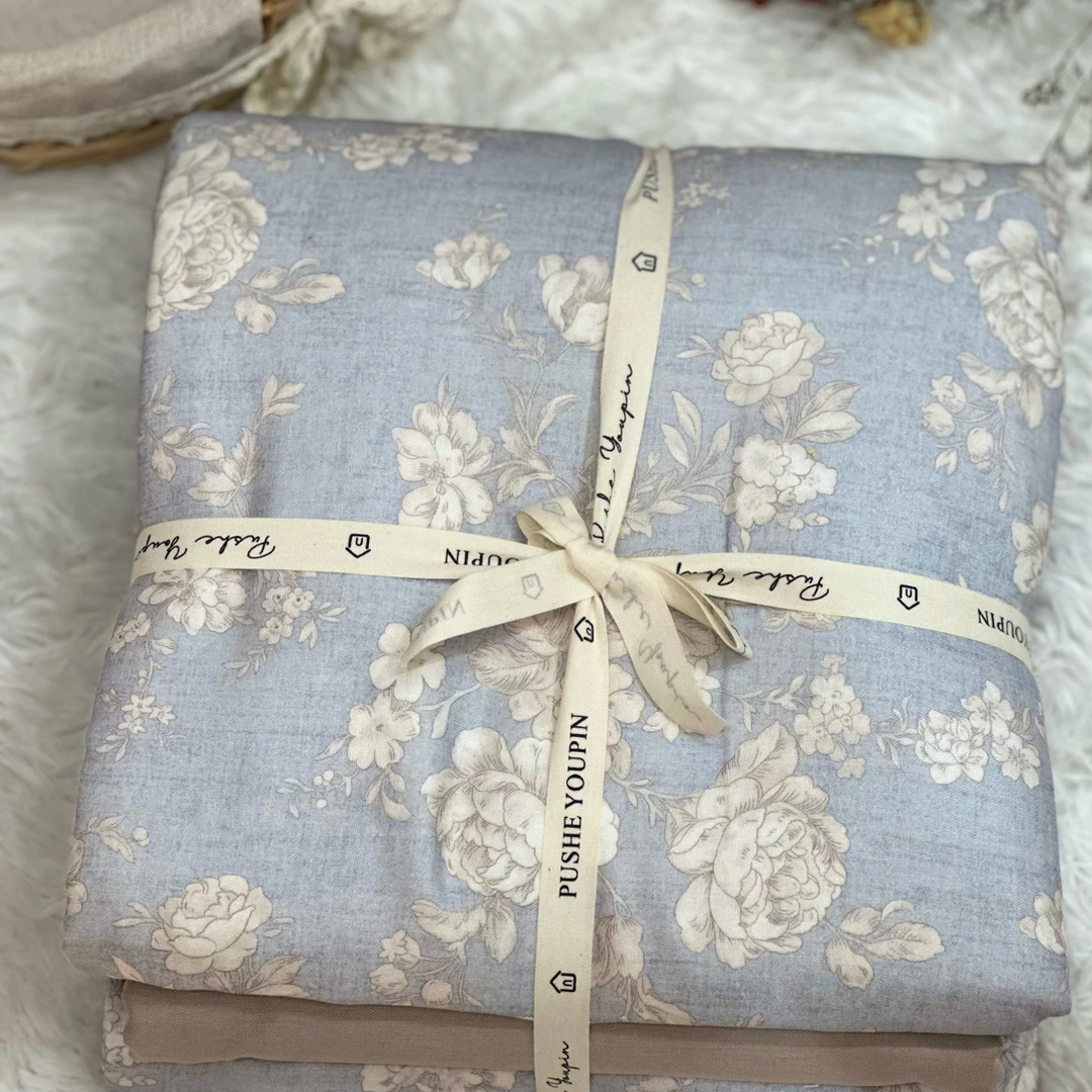 韩系碎花格子新疆纱布棉A类无甲醛无染色剂居家四件套