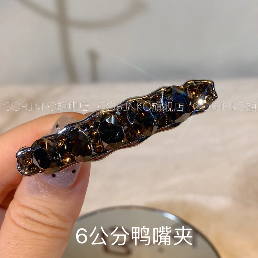 GOBJNKO女边夹一字夹百搭鸭嘴夹对夹发夹侧边夹港风赫本风精致