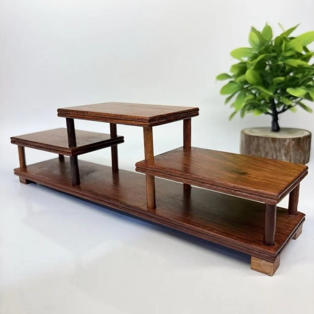 缅花冠军台三联台博古架茶水架尺寸（cm）：32.8*7.5*10 面板12*7.5