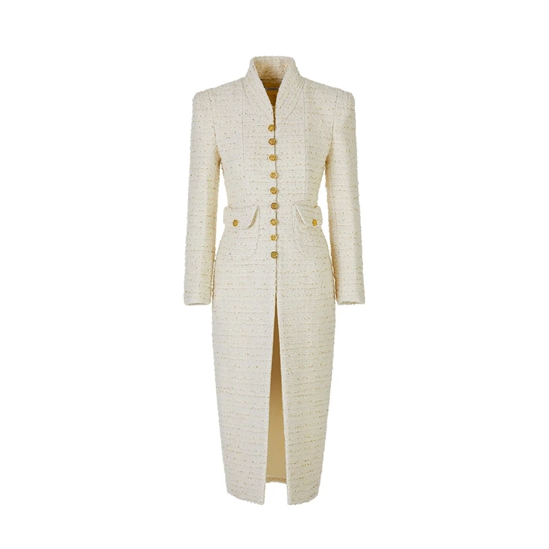 MAGGIE MA 立领单排精致的金属扣精致显瘦外套064C