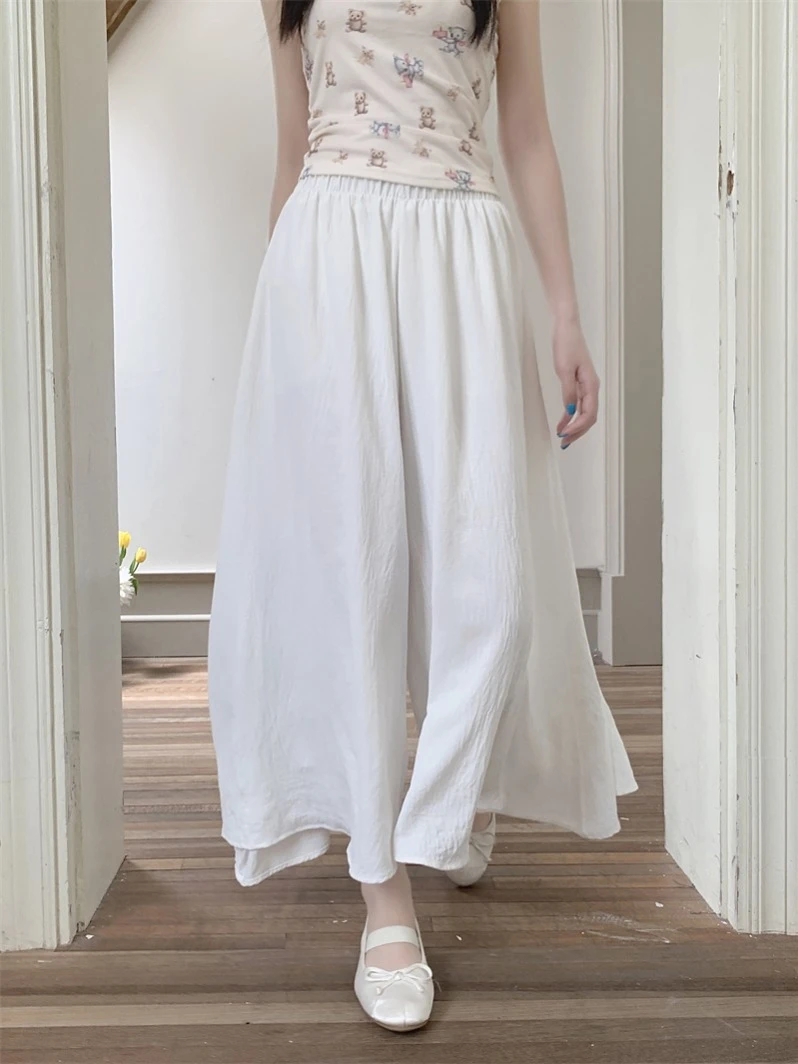 高腰阔腿裤休闲裤奢华复古阔腿裤时尚夏季气质褶皱休闲显瘦百搭