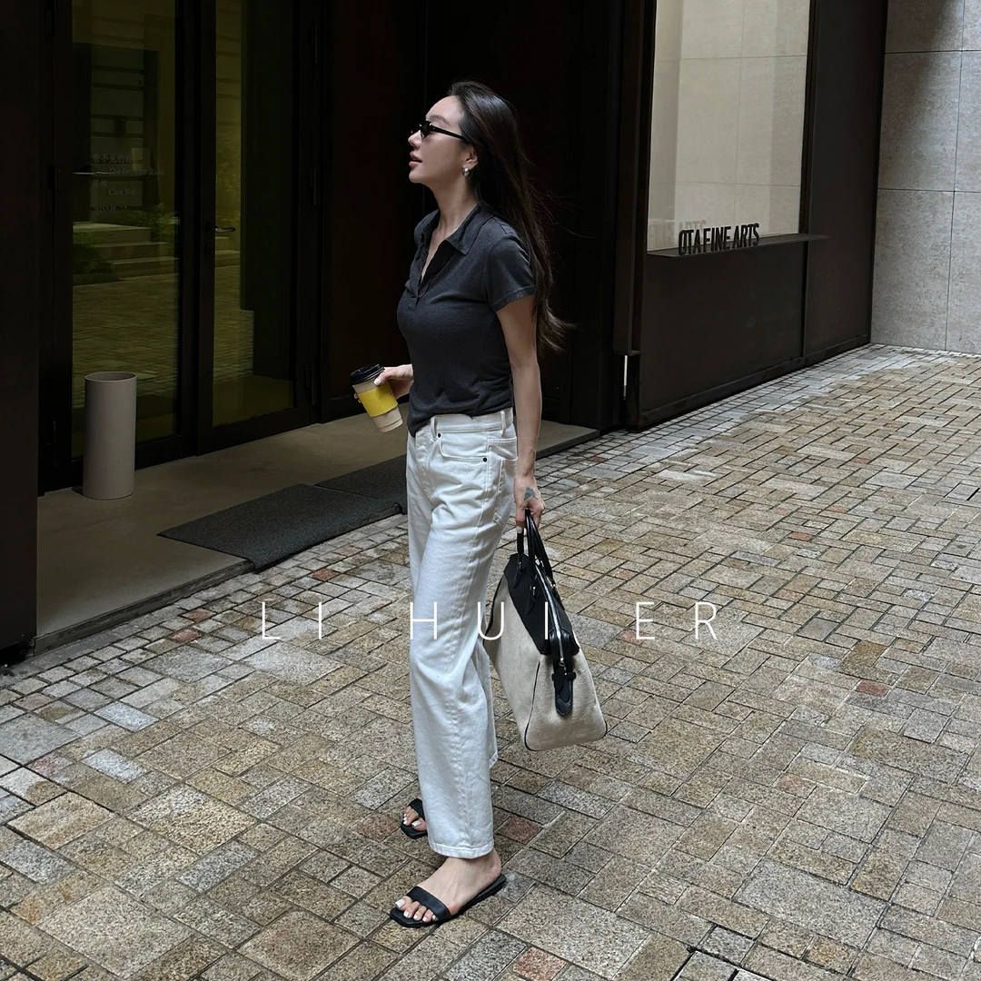 Li Hui Er【白鸽旧诗】2025春浪漫时尚轻奢舒适极简风牛仔裤23333