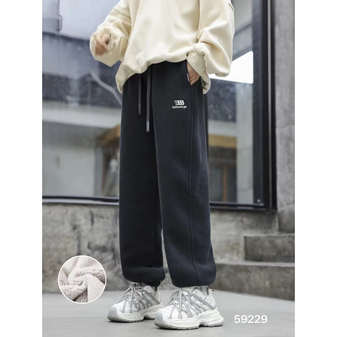 【59229-咖色】青少年秋冬加绒款运动卫裤