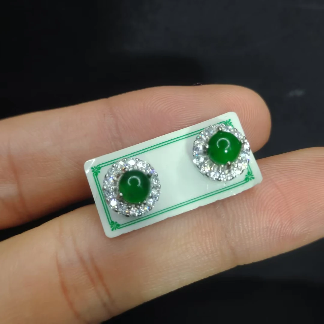 【龙龙严选】翡翠蛋面耳钉YG【多样性发其一】约4mm