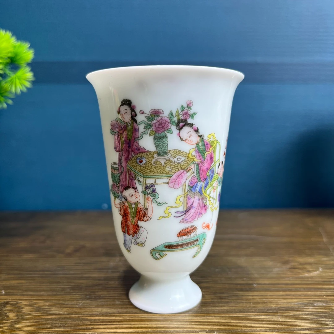 景德镇陶瓷粉彩三娘教子闻香主人杯