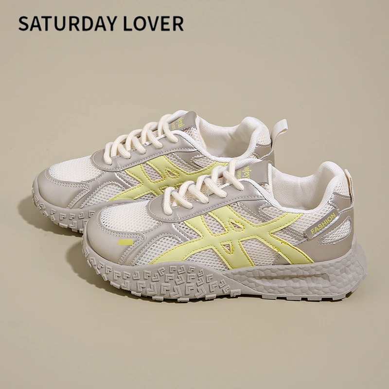星期六恋人厚底德训鞋女2025新款女鞋夏季透气网面阿甘运动休闲鞋