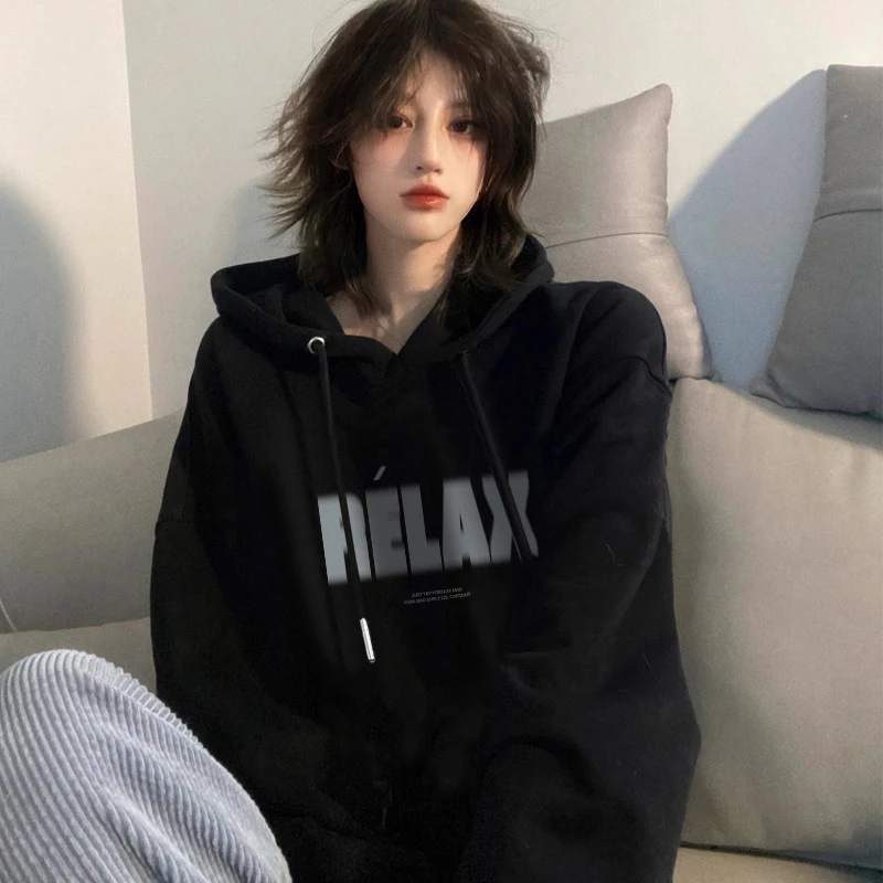 胖mm300斤连帽卫衣女oversize显瘦秋冬加绒ins韩系潮牌高街风外套