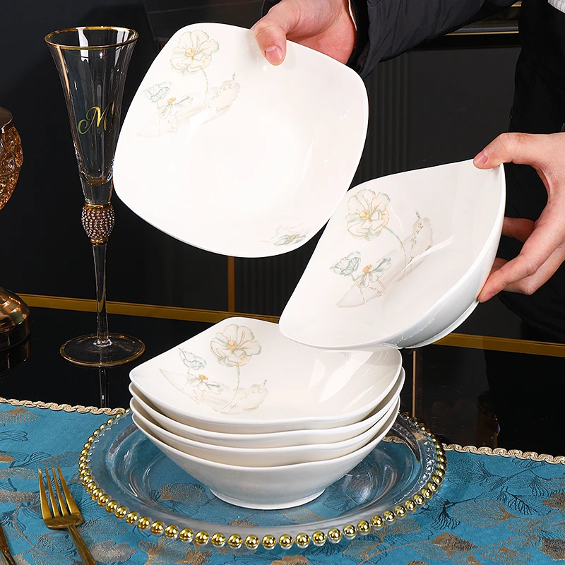 【年货节精选】6支装！爱莲说8英寸元宝碗沙拉水果碗对角19.5CM