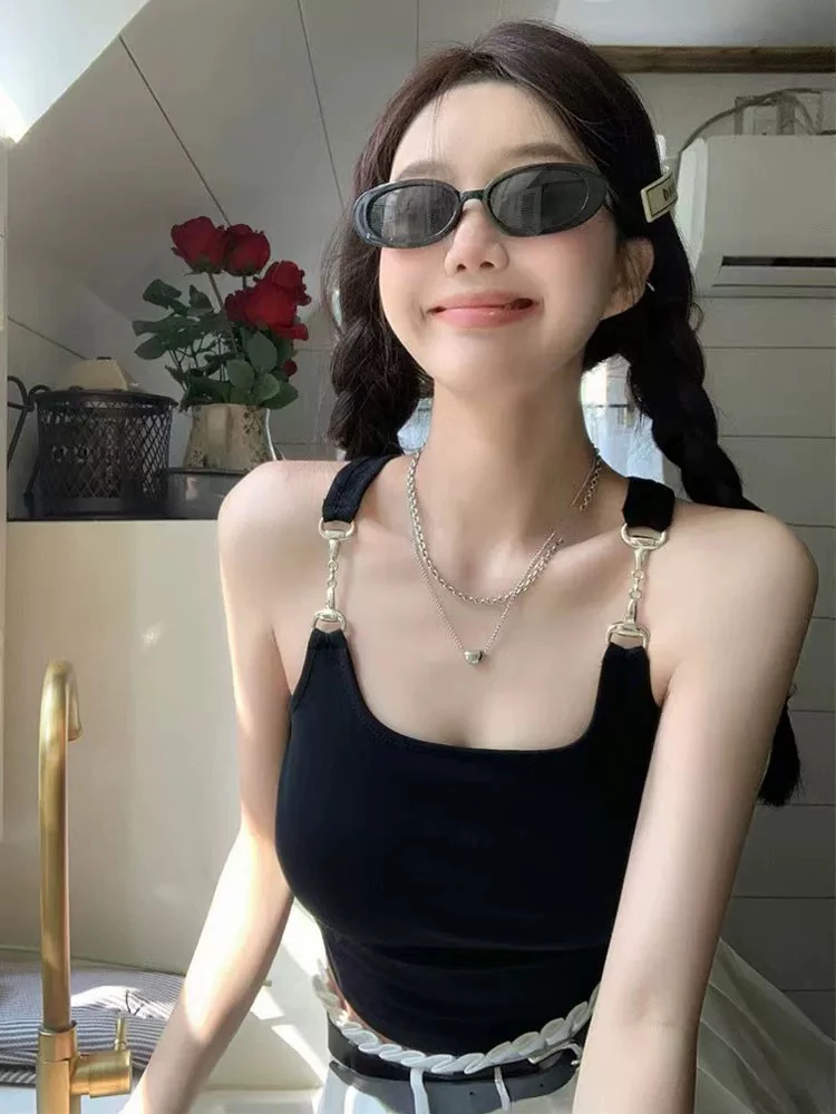 依依家大码女装1319夏季修身显瘦不带胸垫吊带背心女外穿小众上衣