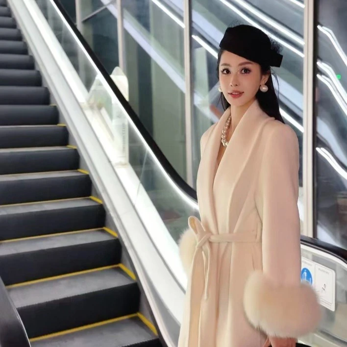 多多专属【人生大衣】新款羊毛外套狐狸毛长款大衣807