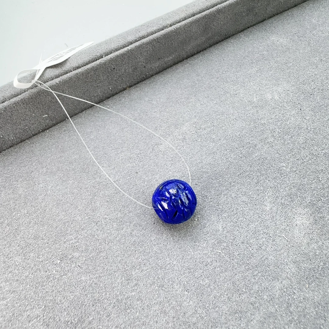 精品青金石雕刻“富甲天下”单珠12mm