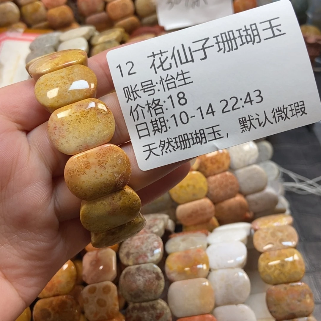 怡***生硅化珊瑚（珊瑚玉）未镶嵌珠宝半成品12