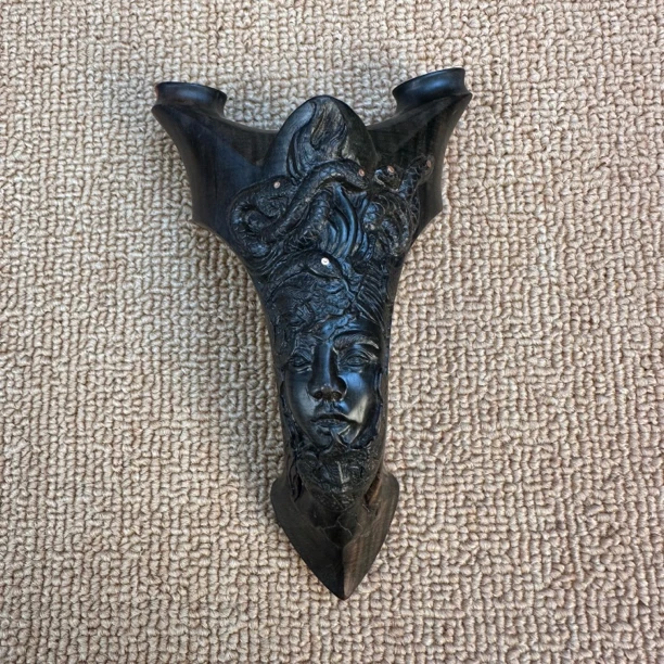 赤鬼原创弓形，手工雕刻美杜莎，老挝大红酸枝赤狐弓形，弓门8018