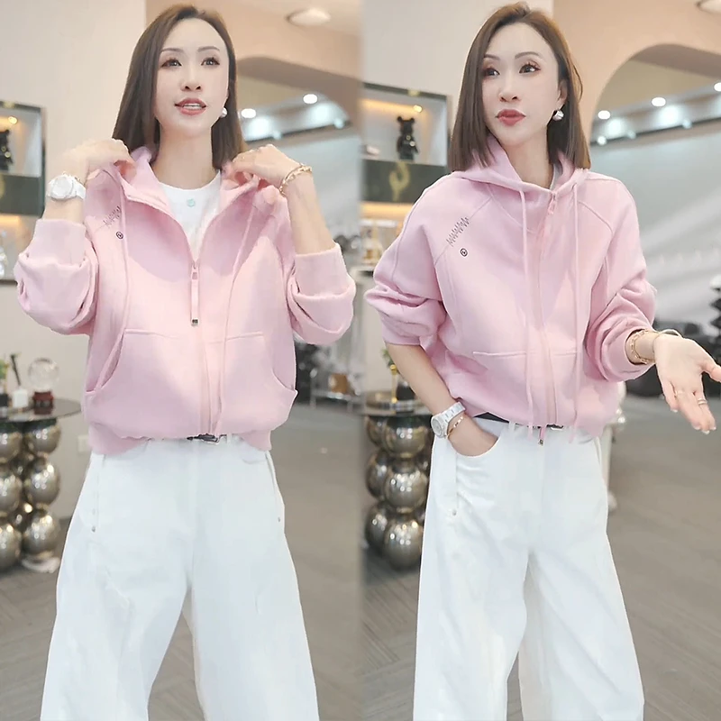 时尚卫衣外套女2025春季新款洋气宽松显瘦小个子休闲百搭连帽上衣