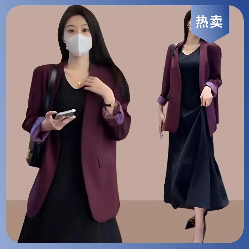 无领西装外套女春秋2025新款高级感韩版休闲设计感小个子西服上衣