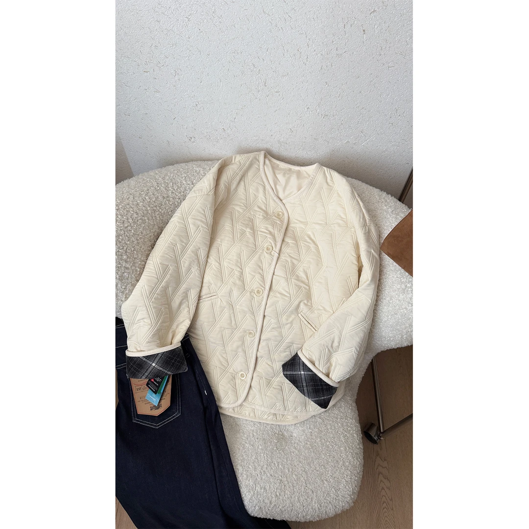 苏安家｜日落巴萨 绒感格纹拼接全定制绗棉轻便型棉服外套