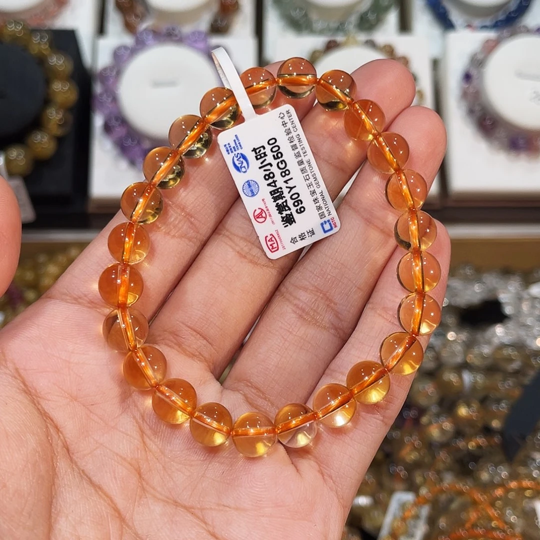 水晶未镶嵌手链巴西黄水晶7.9mm