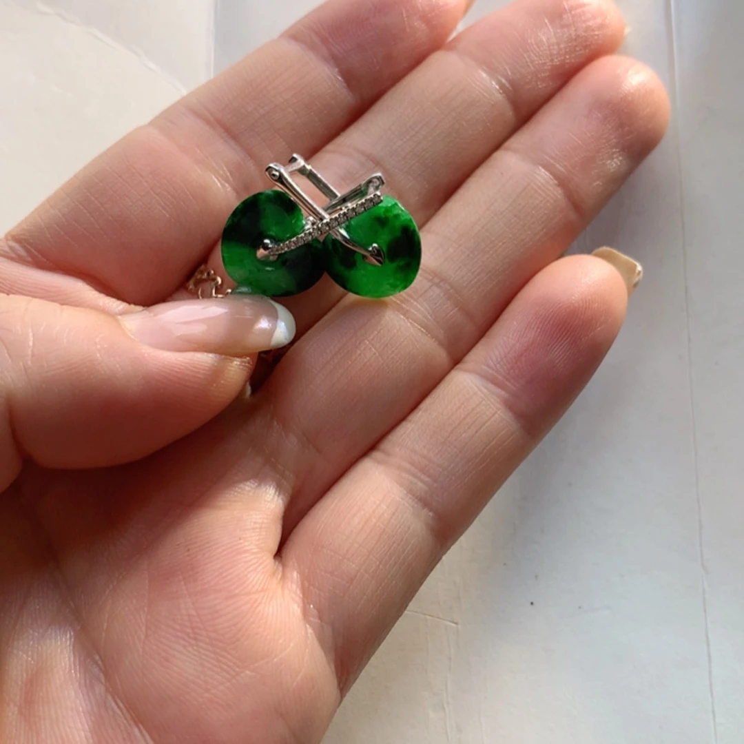 【闪购商品】翡翠耳饰18K金镶嵌翡翠耳饰