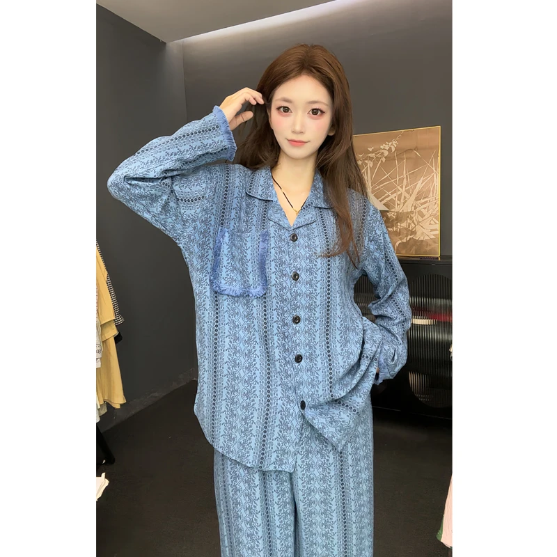【雾蓝流苏】小众设计开衫长袖家居服秋冬学生可外穿宽松女士睡衣
