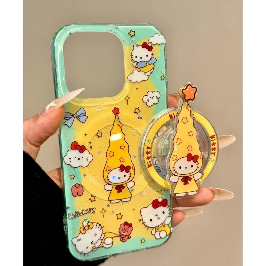 卡通可爱旋转星星天使高帽猫咪适用iphone17promax苹果15pr手机壳