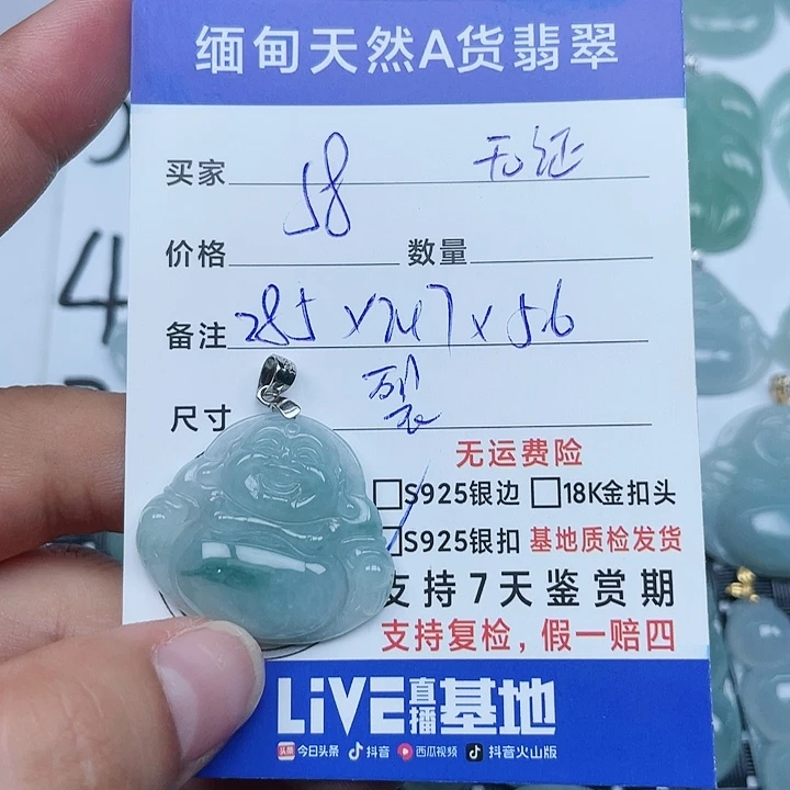 吊坠(不含链)银S925镶嵌翡翠纯天然缅甸a货翡翠